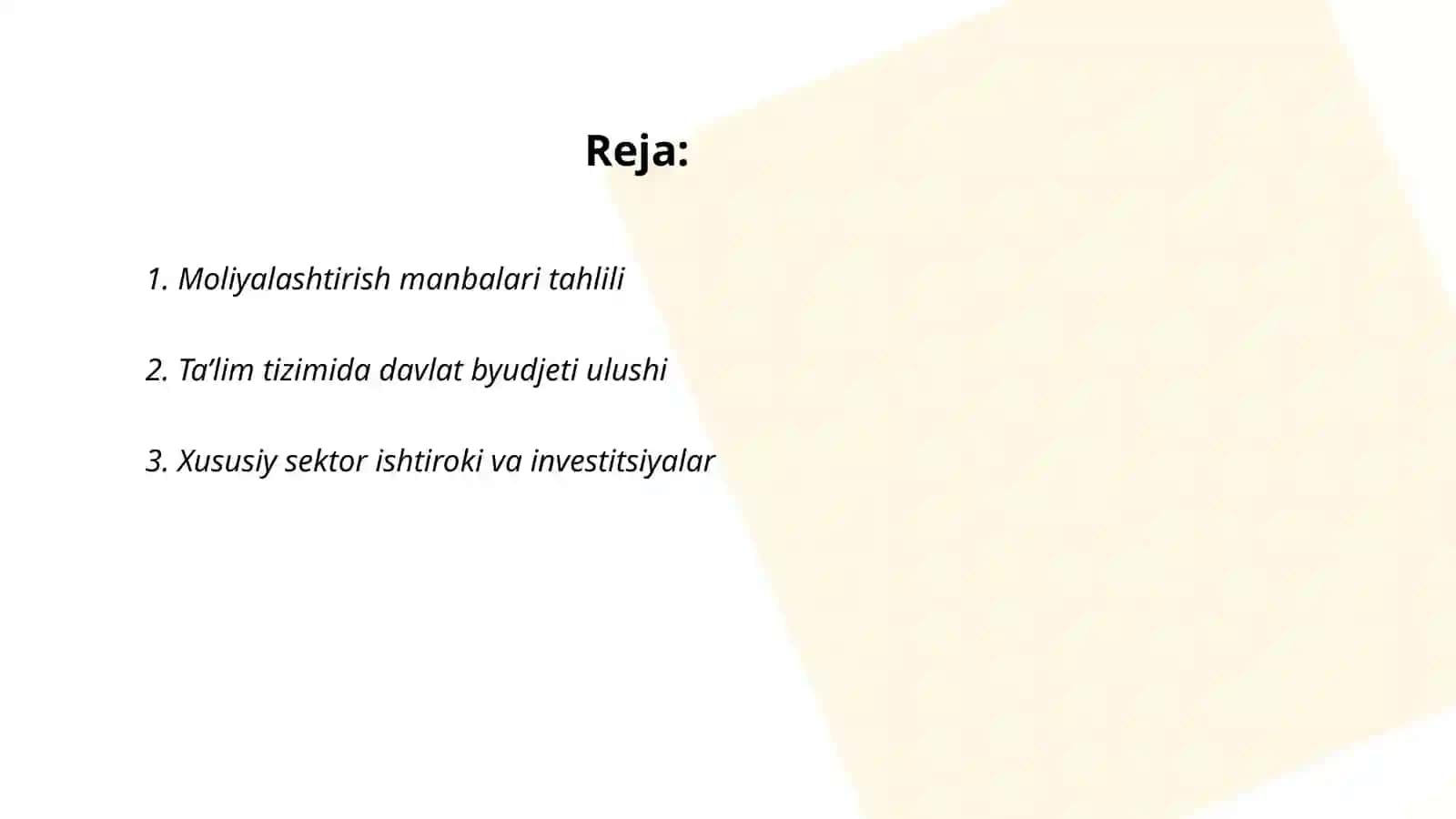Moliyalashtirish manbalari tahlili 2