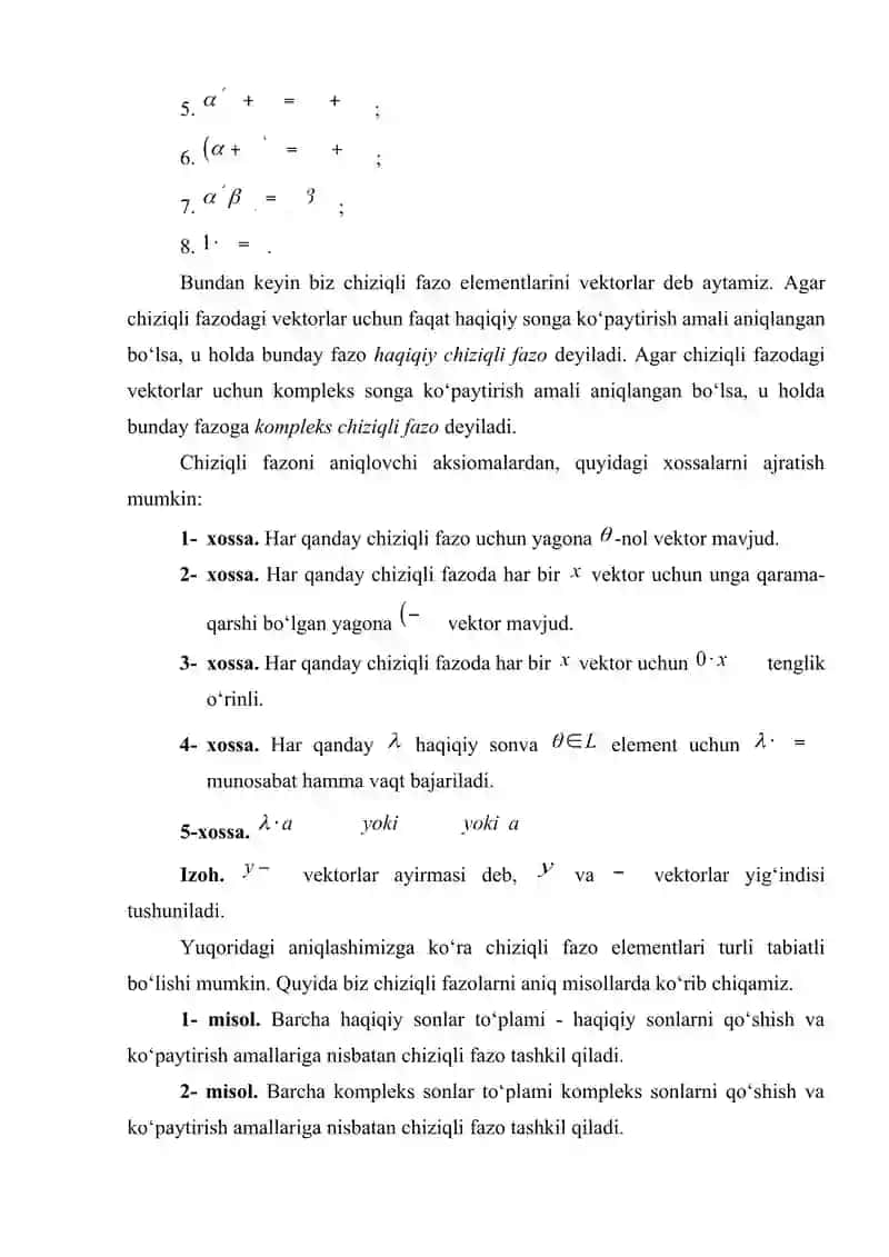 Chiziqli yevklid fazolar 2