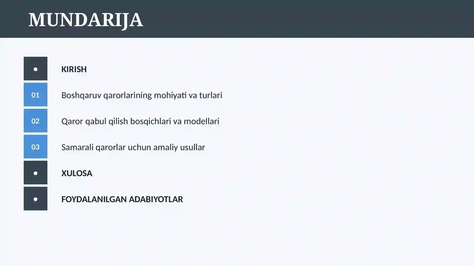 BOSHQARUV QARORLARI VA ULARNI QABUL QILISH 2
