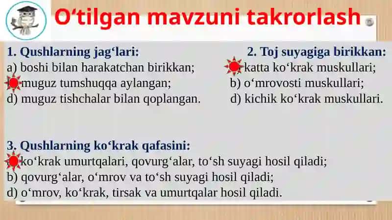 Qushlarning ichki tuzilishi 2