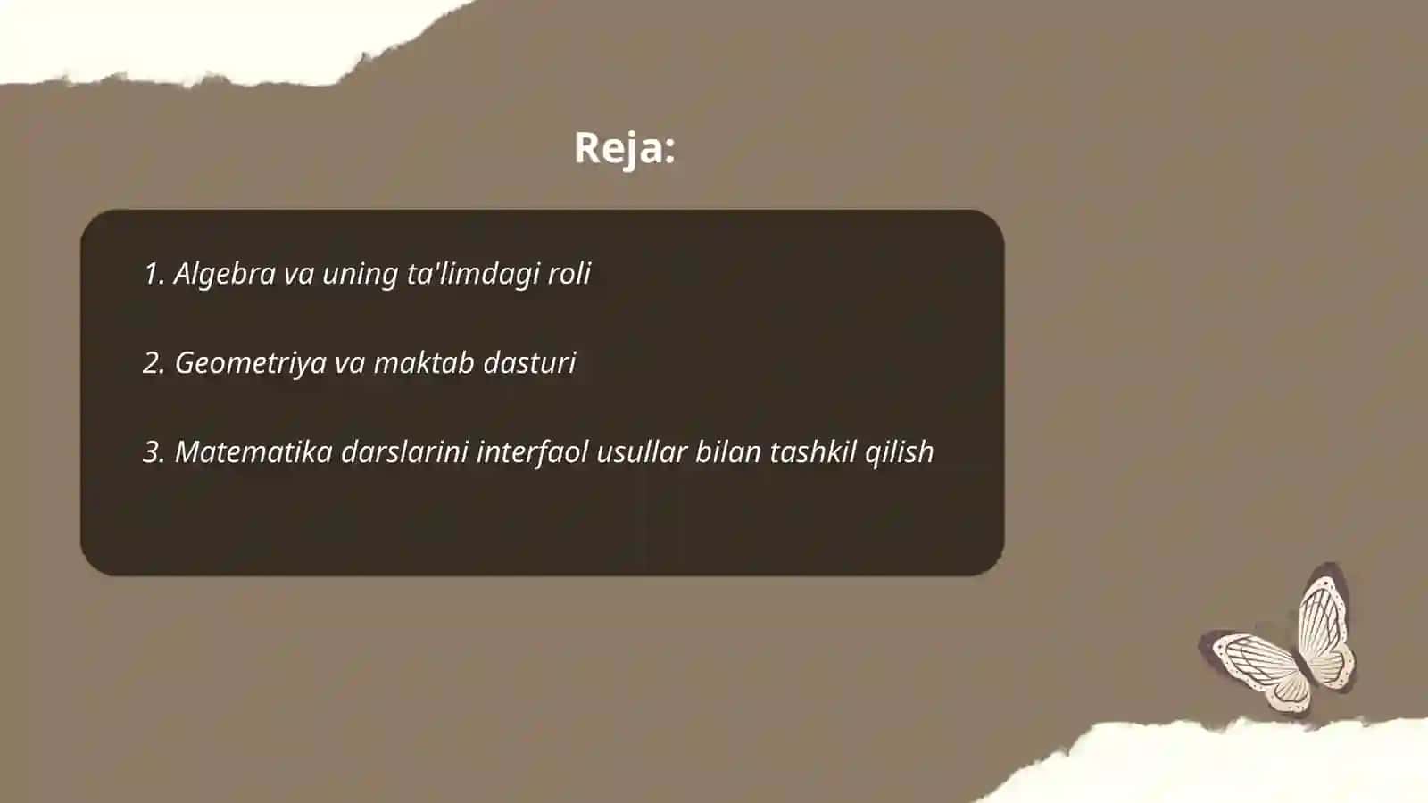 Algebra va uning ta'limdagi roli 2