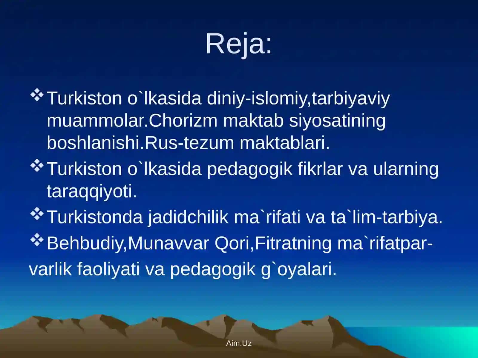 Turkistono`lkasida ma`rifiy – pedagogik fikrlarning shakllanishi 2