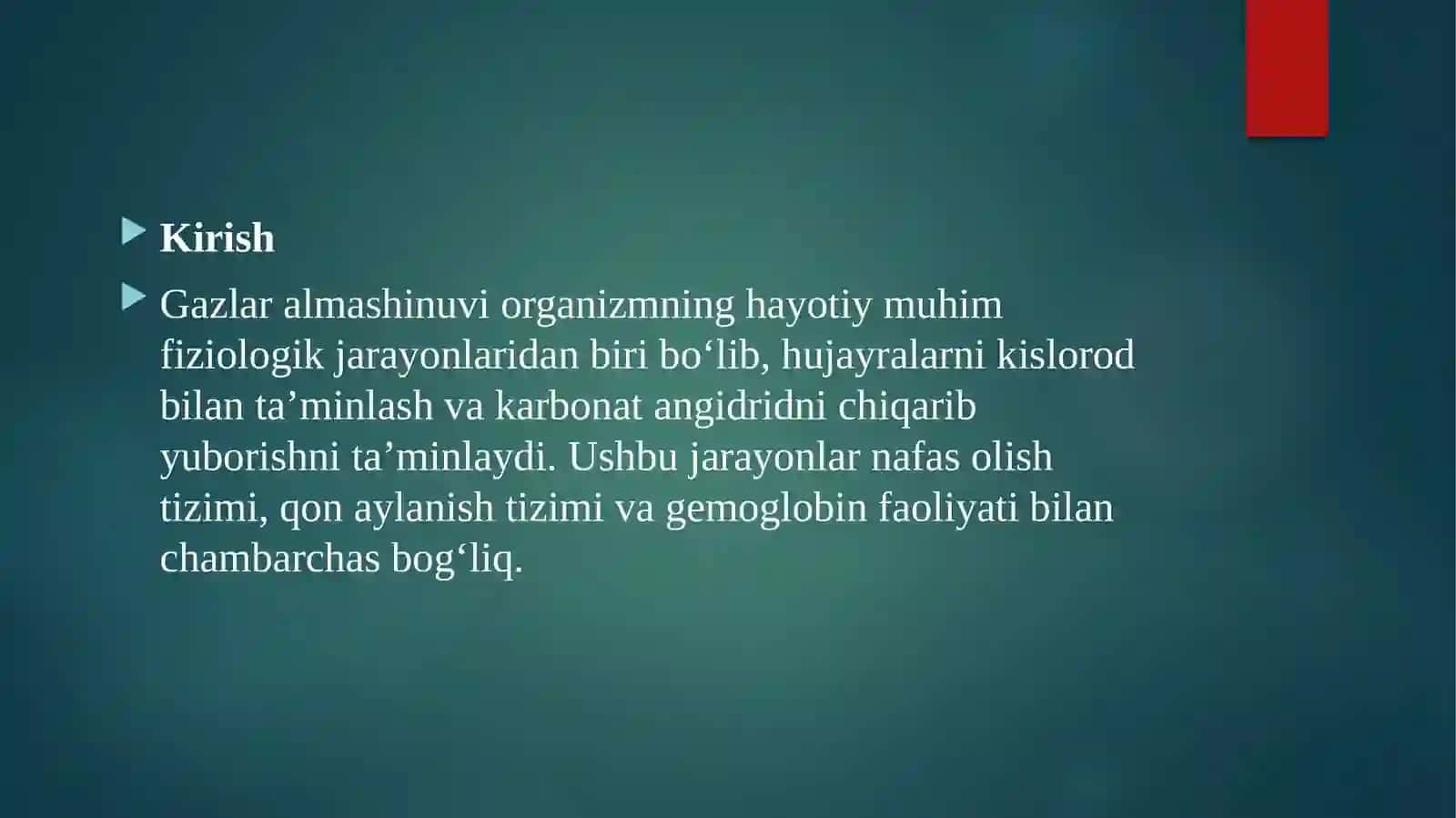 Gazlar almashinuvi vabòglanishi 2