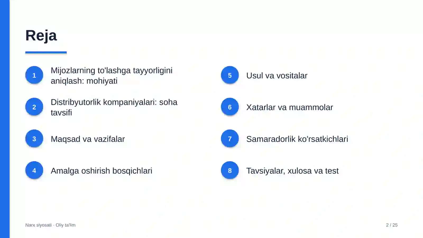 NARX SIYOSATI · OLIY TA'LIM 2