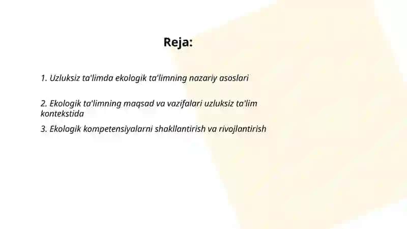 Uzluksiz ta'limda ekologik ta'lim konsepsiyasi 2
