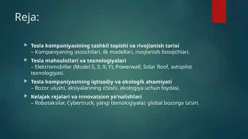Tesla Kompaniyasi: Elektr Avtomobillar Bozorining Inqilobi 2