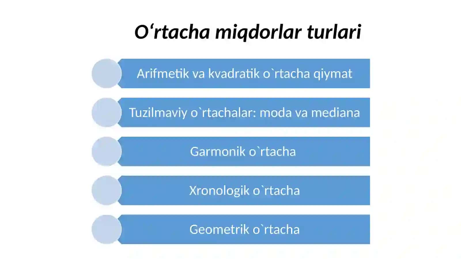 O‘rtacha miqdorlar 2