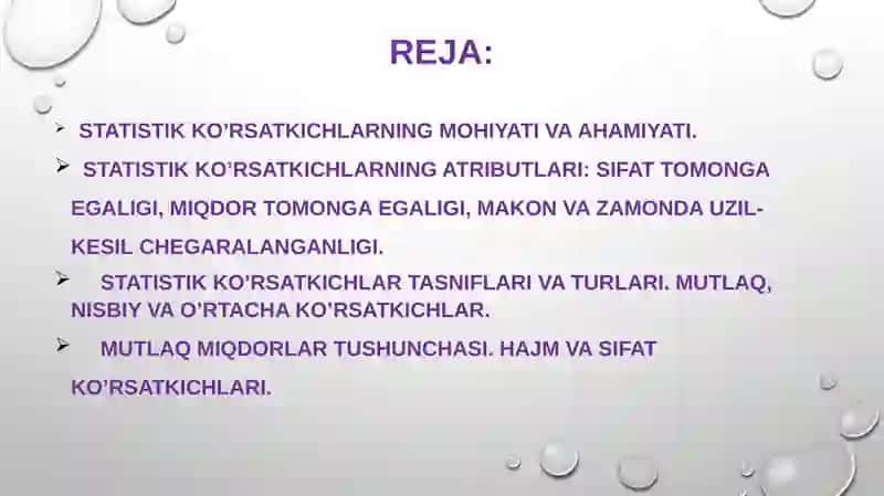 Statistik ko’rsatkichlar 2
