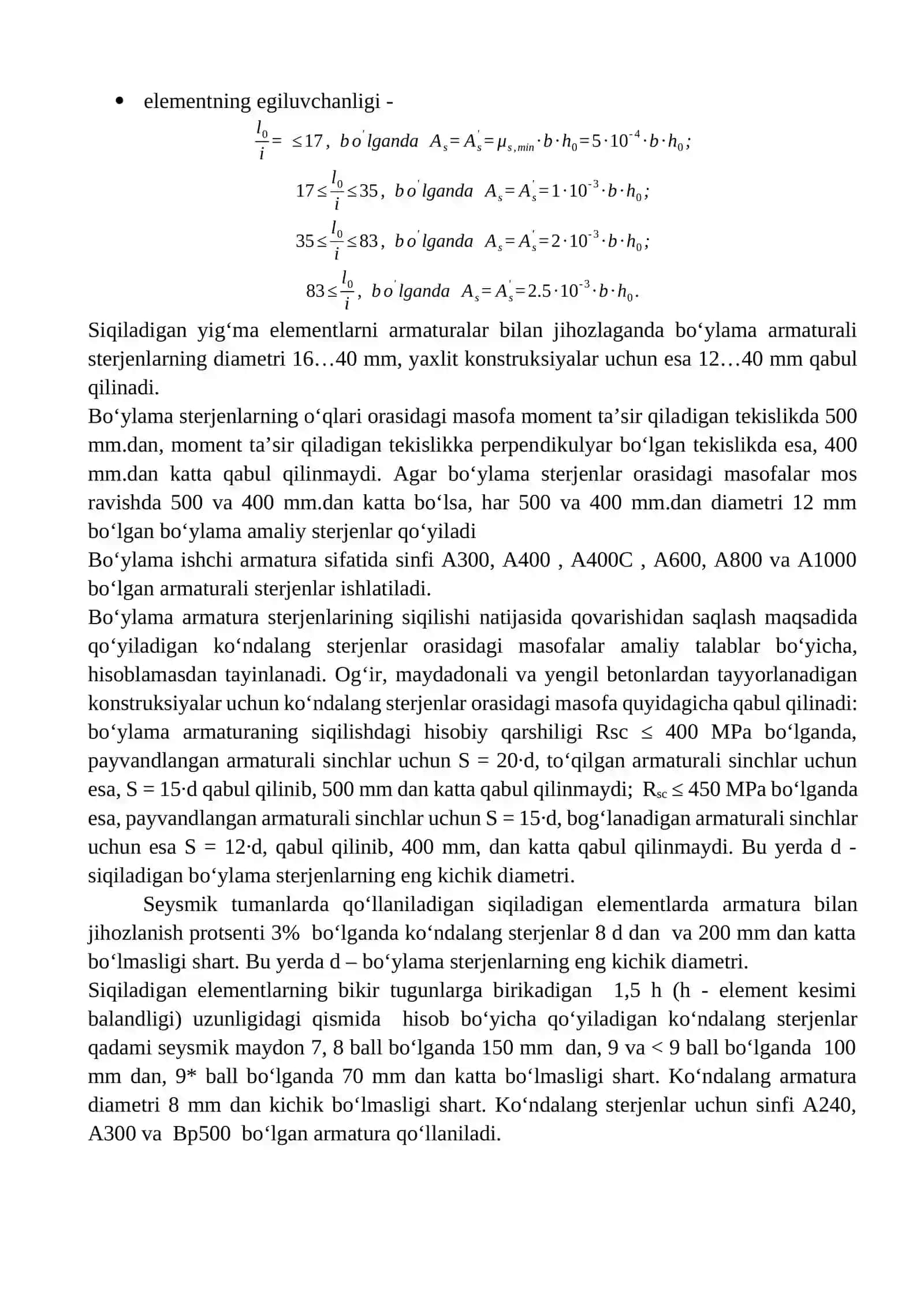 Temirbeton elementlarni hisoblash podevor va ustun hisobi 2