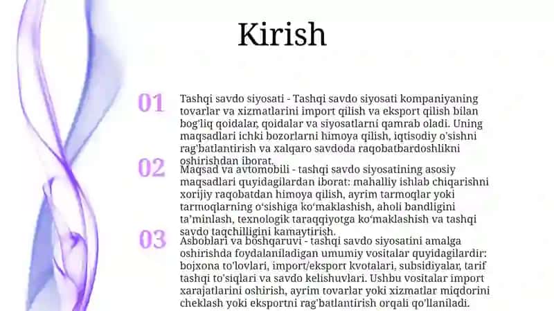 Tashqi Savdo Siyosati 2