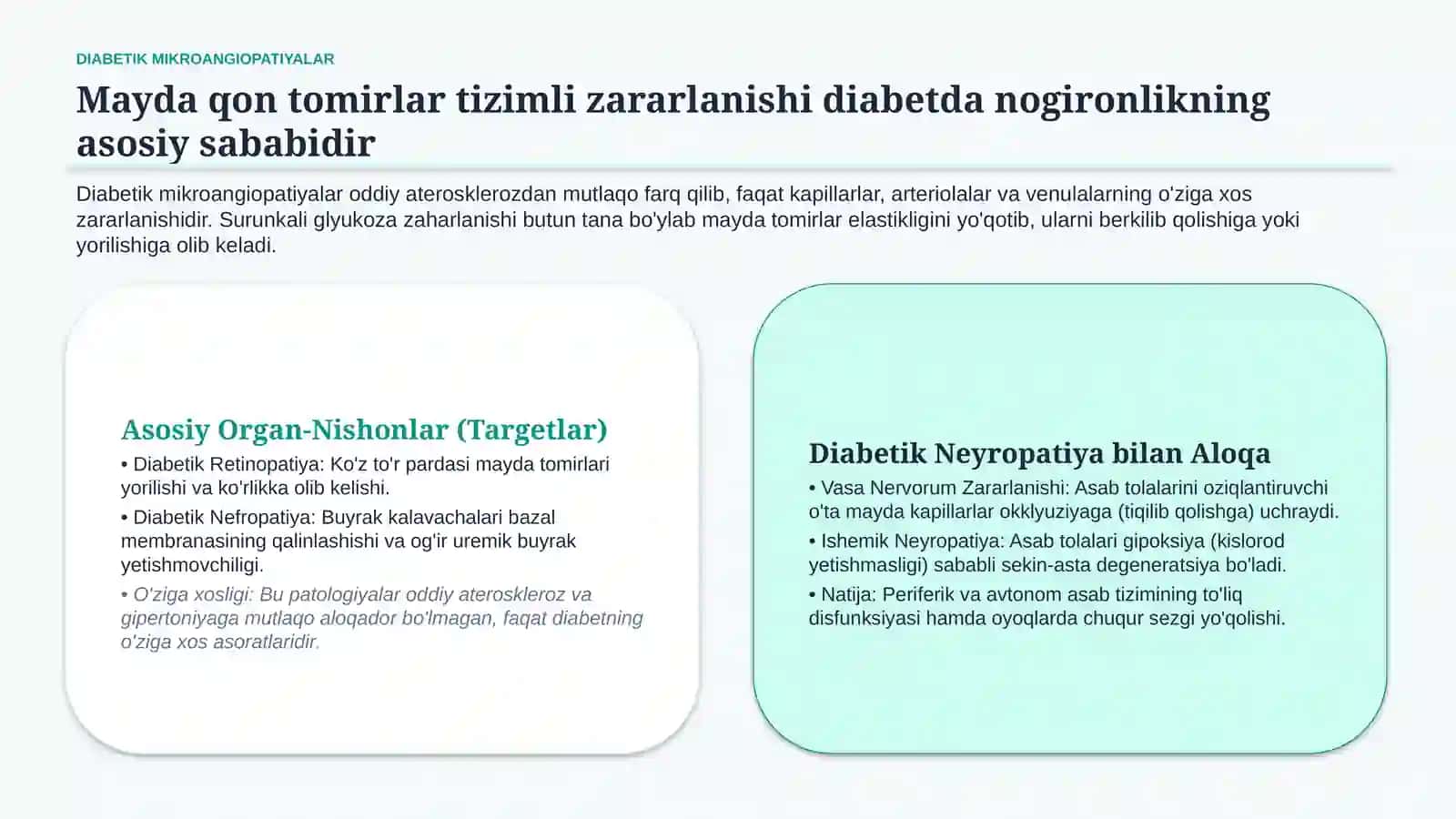 Diabetik mikroangiopatiyalar — 15 slaydli tibbiy taqdimot 2