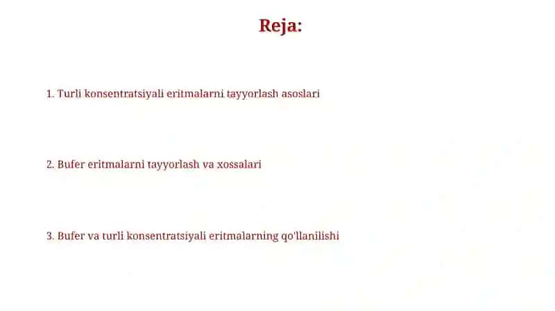 Turli konsintratsiyali eritmalar tayyorlash 2
