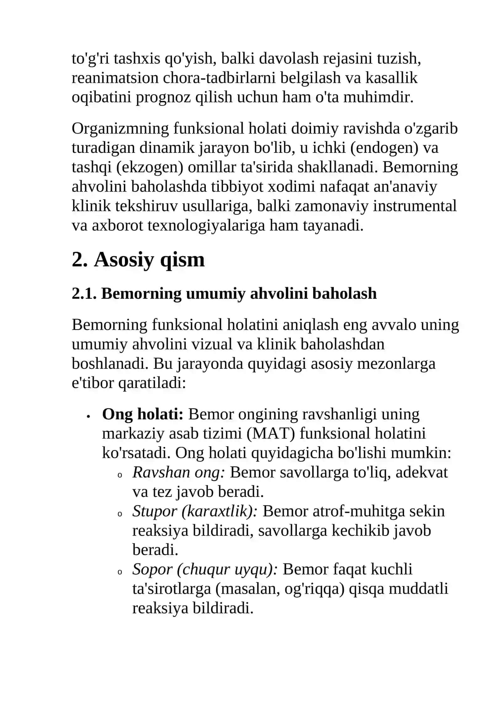 Bemorning funksional holatini aniqlash 2