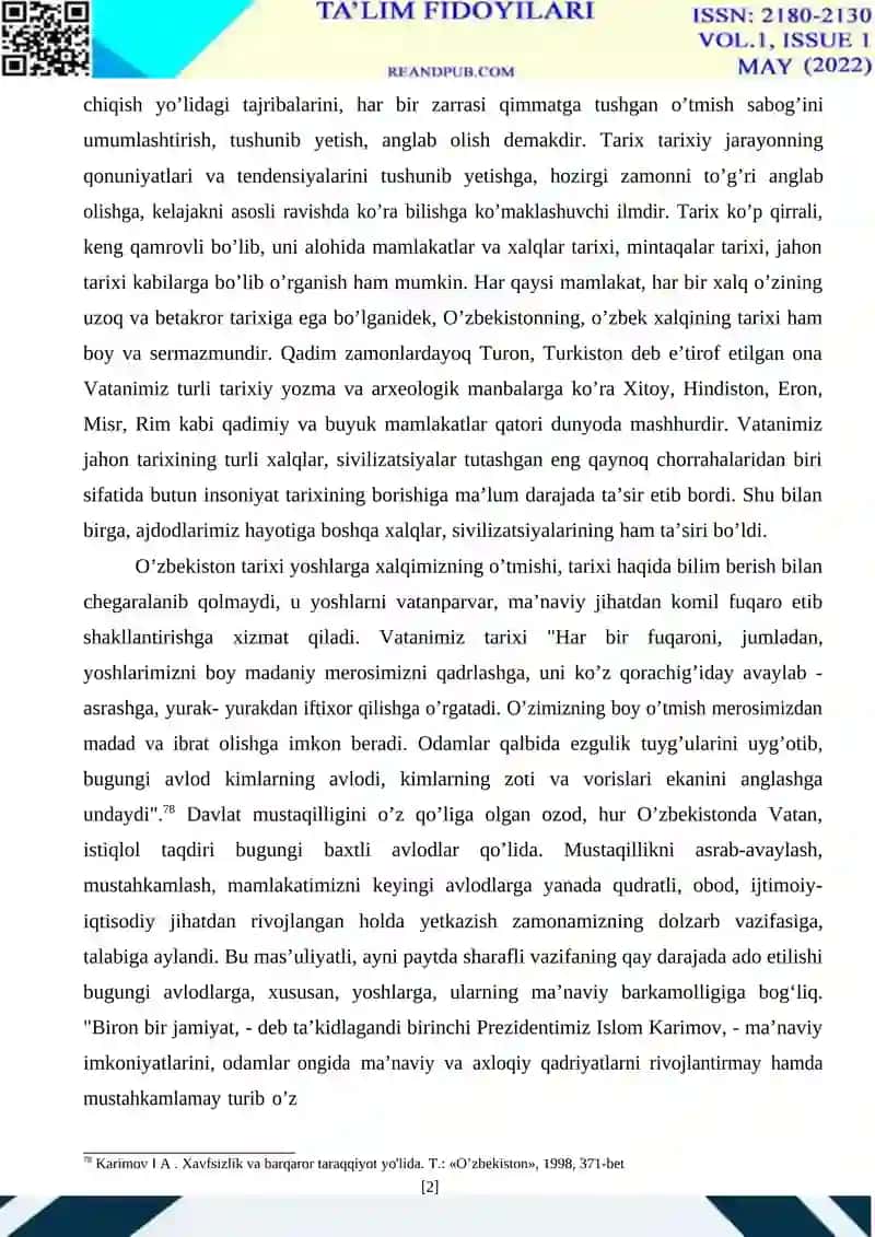 TARIX –O’TMISH VA KELAJAK KO’ZGUSI 2