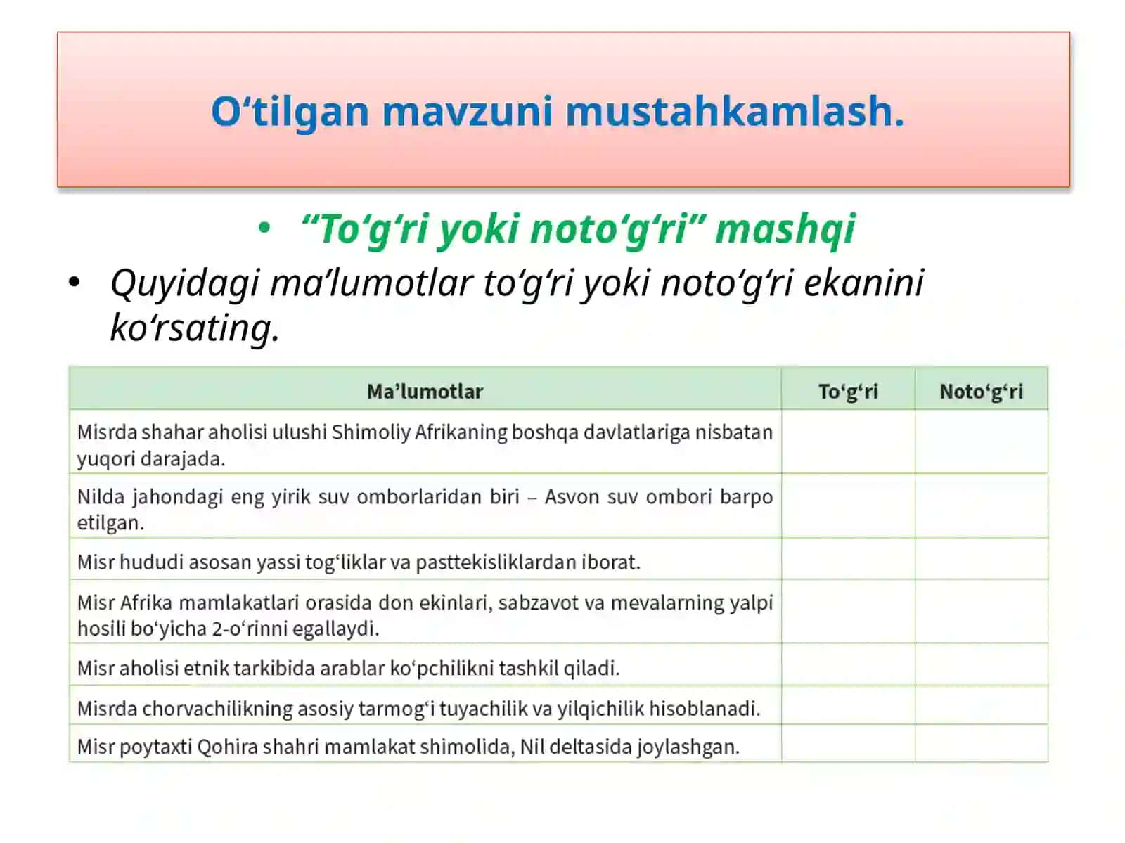 O‘tilgan mavzu 2