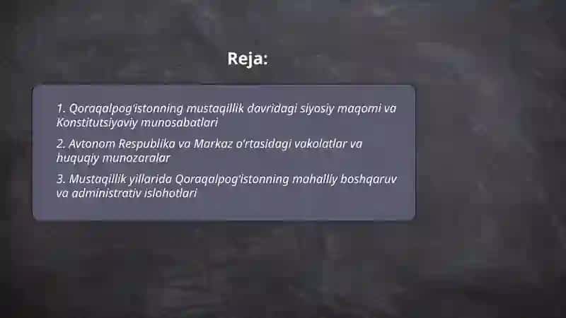 Qoraqalpogʻistonning Mustaqillik Davri 2
