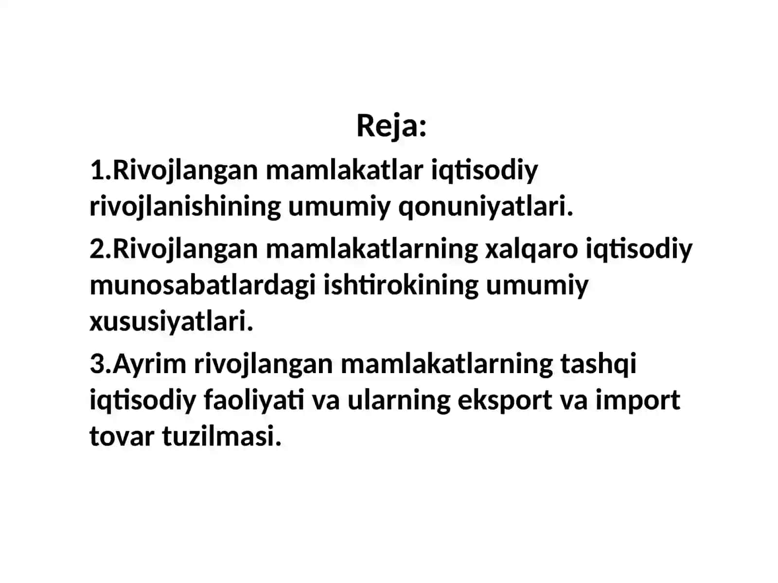 Rivojlangan mamlakatlar iqtisodiyoti 2