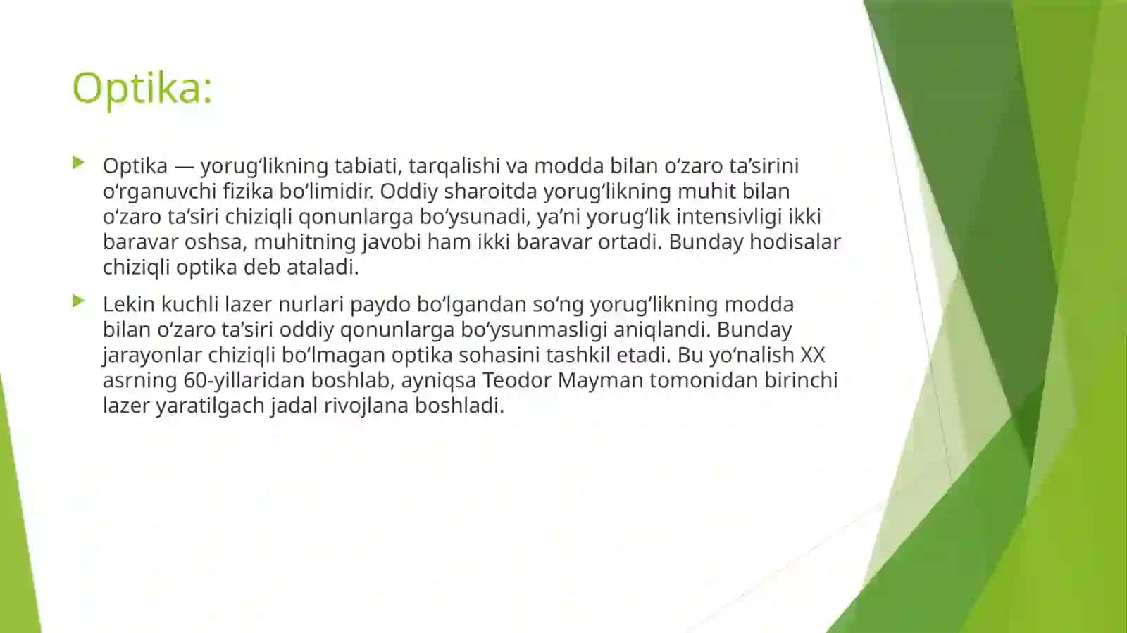 Chiziqli bolmagan optik jarayonlar 2
