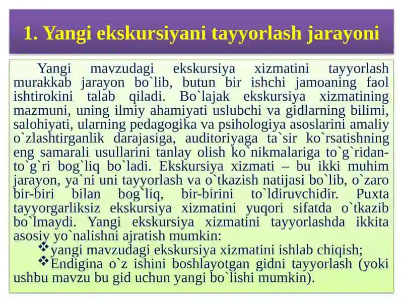 Yangi ekskursiya tayyorlash texnologiyasi 2