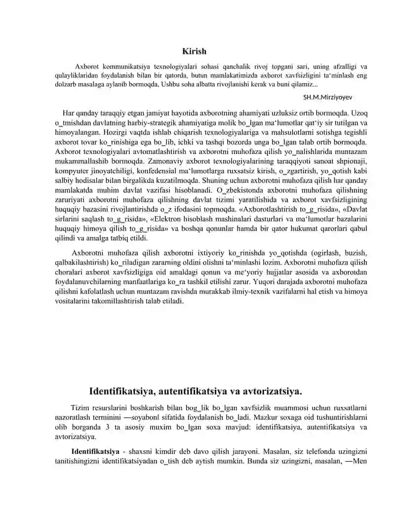 Axborot xavfsizligini ta’minlashning zamonaviy usul va vositalari 2