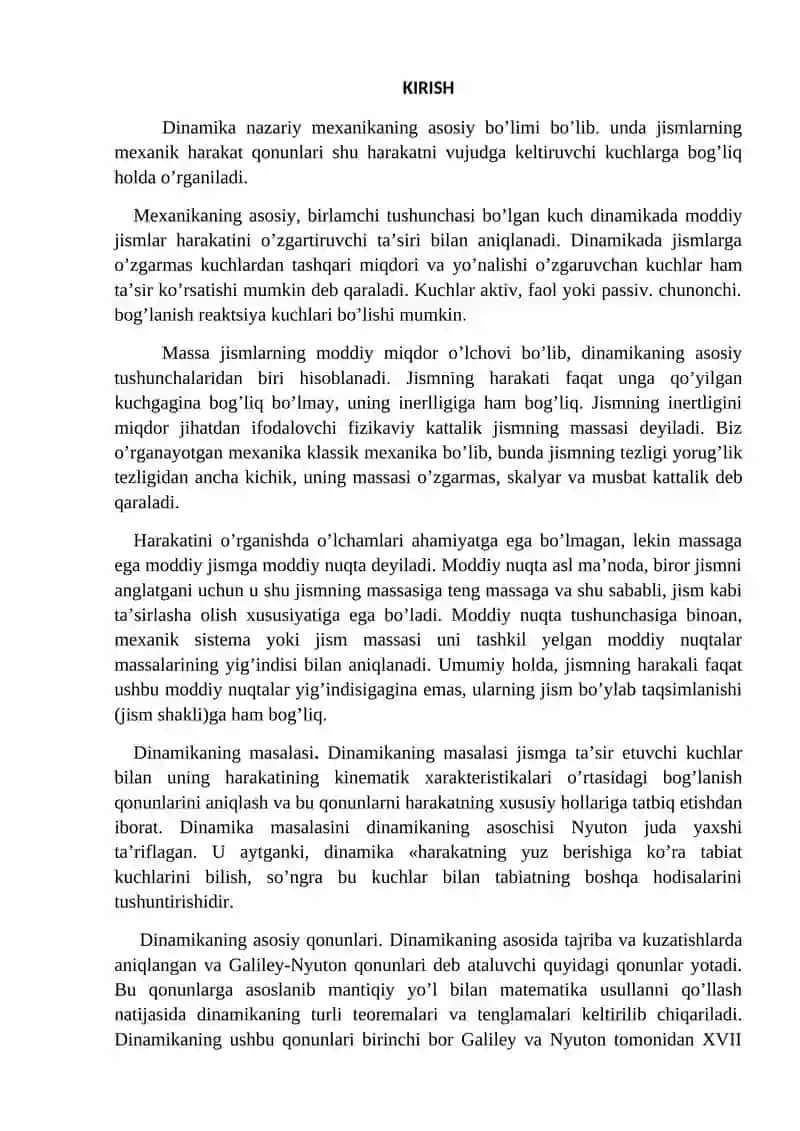 DINAMIKANING UMUMIY TENGLAMALARI 2