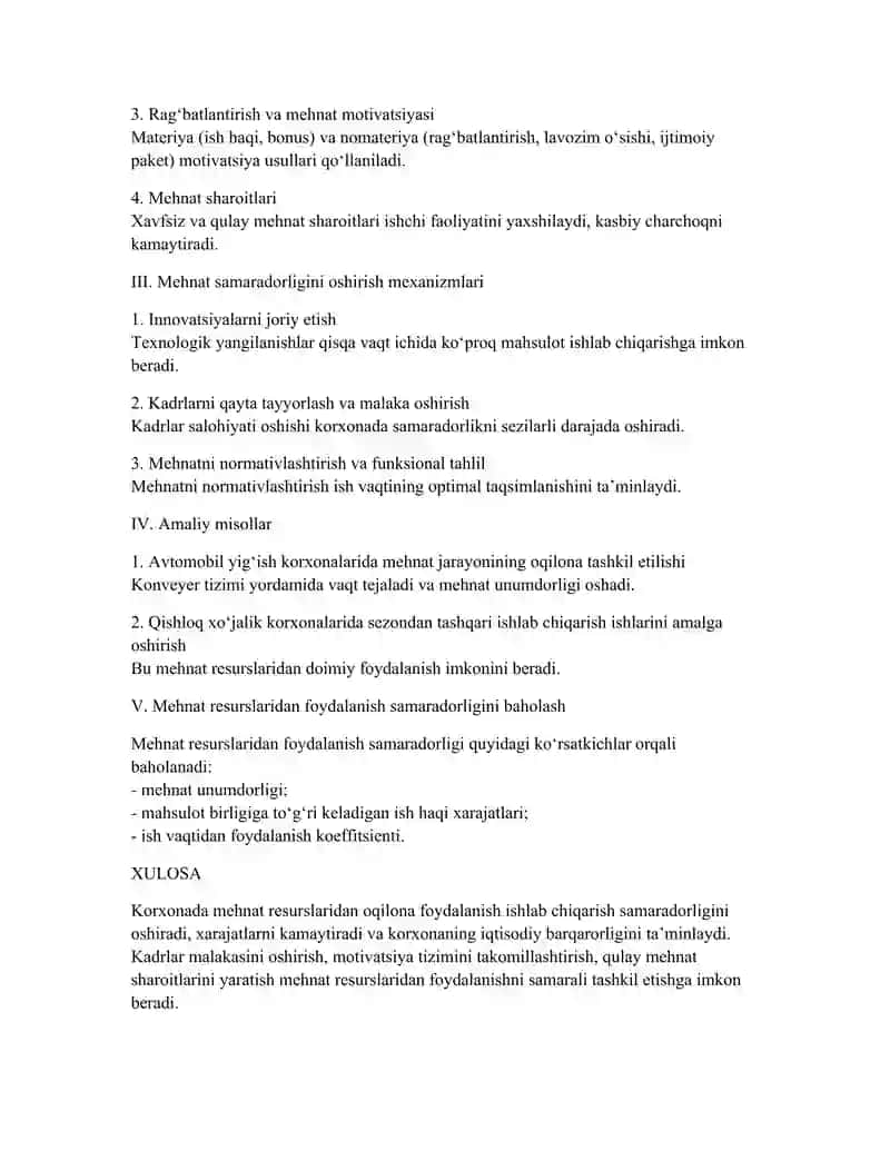 Mehnat Resurslaridan Foydalanish 2
