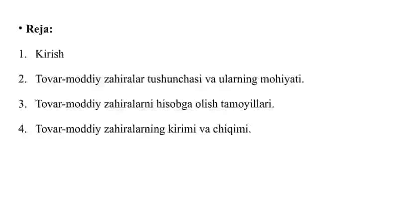 Tovar moddiy zahiralar hisobi 2