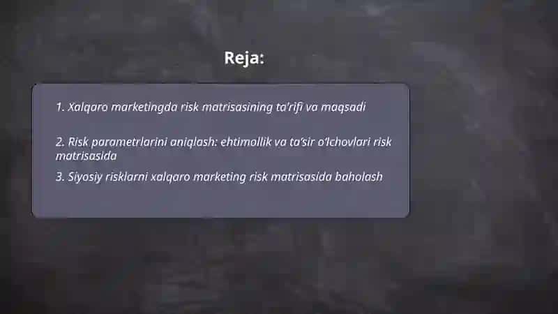 Xalqaro marketingda risk matrisasi 2