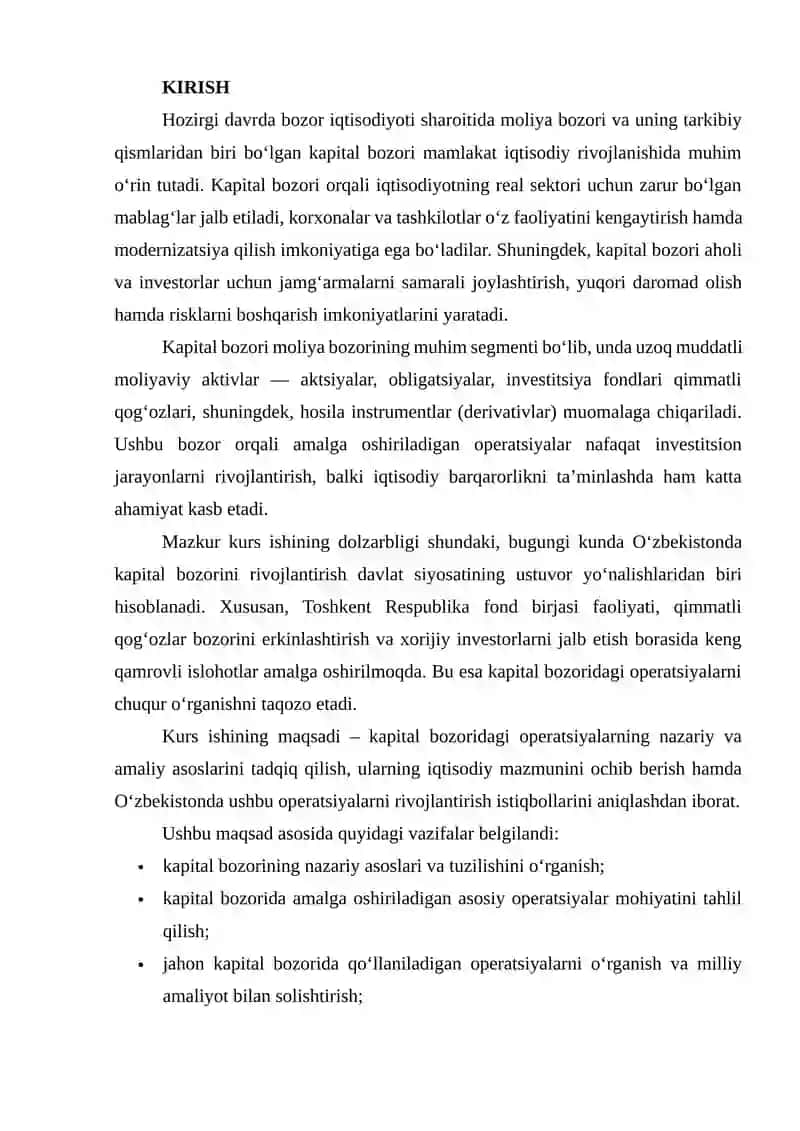 Kapital bozoridagi operatsiyalar 2