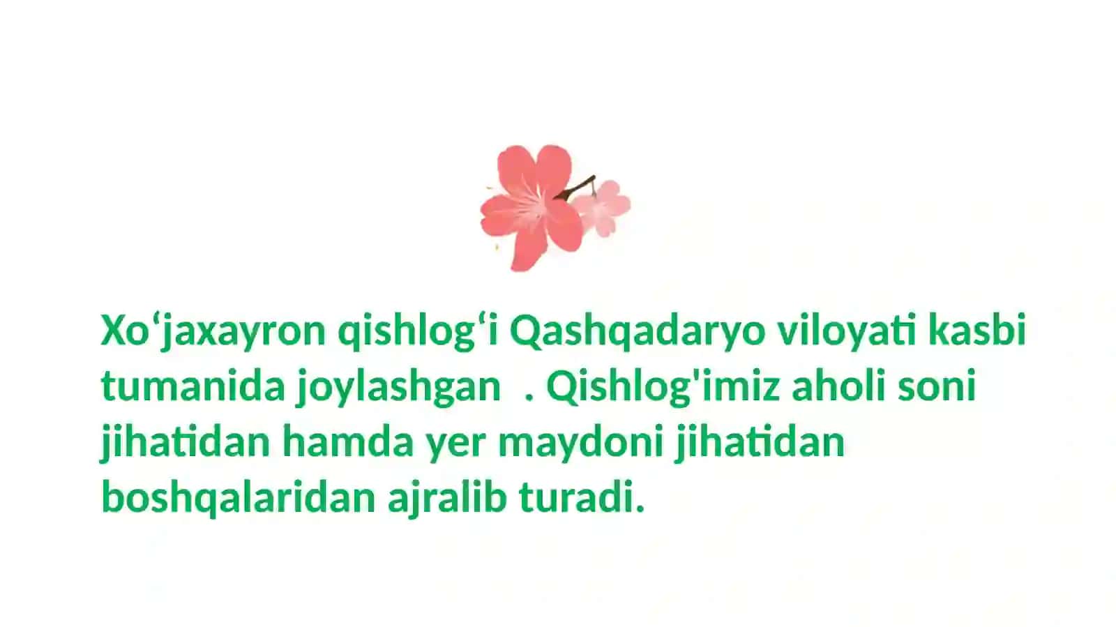 XO'JAXAYRON ONA QISHLOG'IM 2