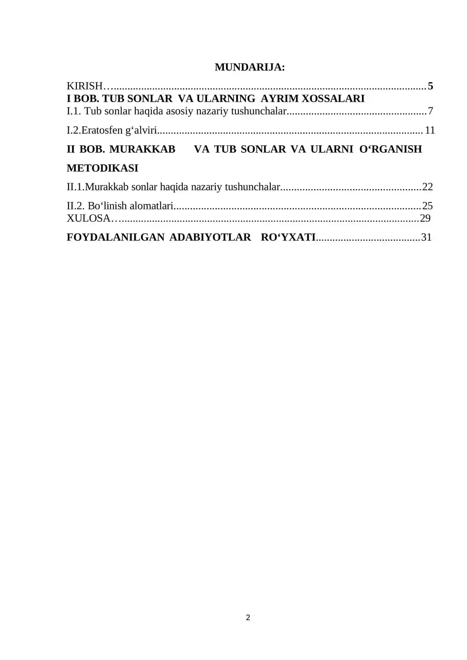 Tub va murakkab sonlar 2
