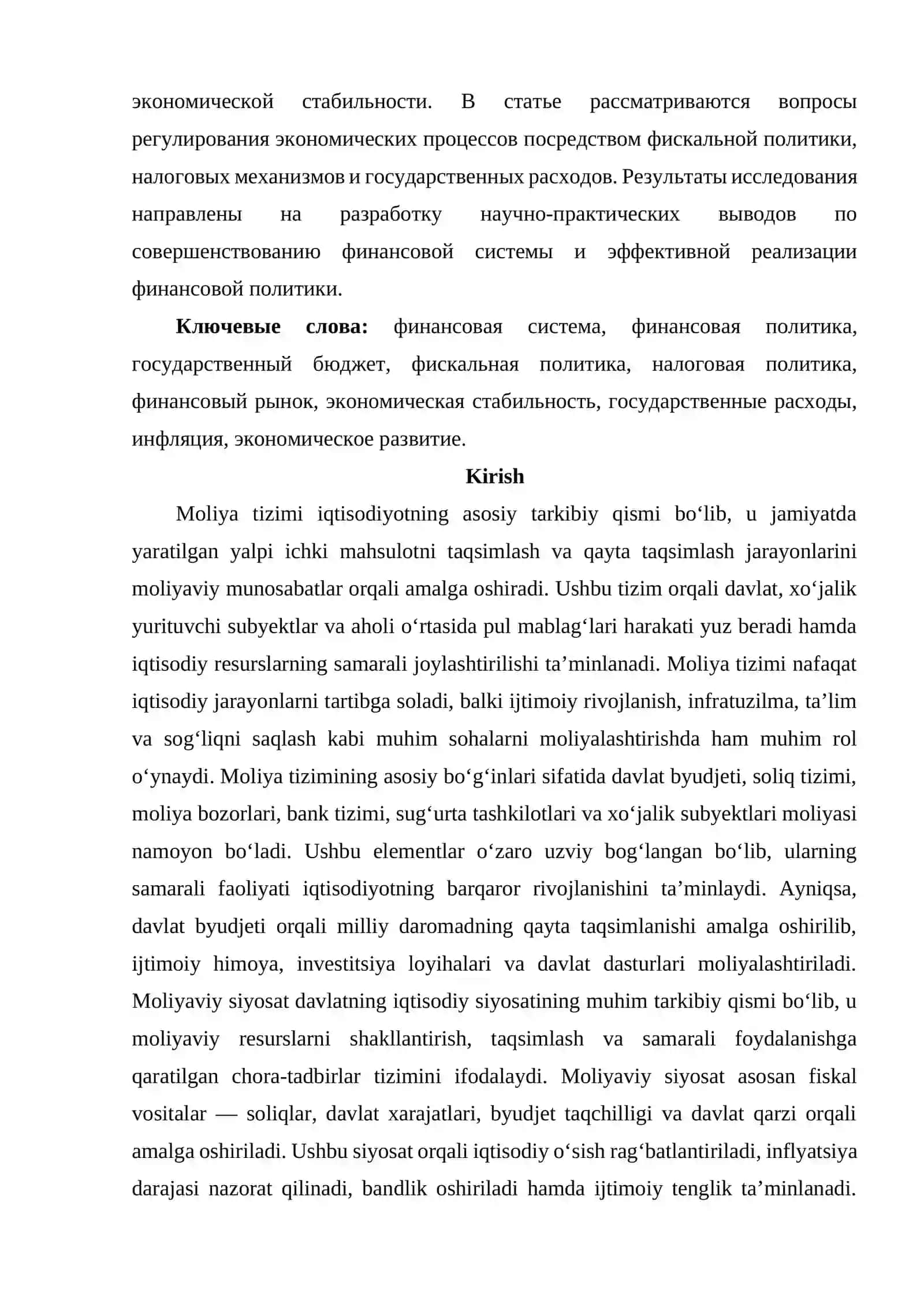 MOLIYA TIZIMI VA MOLIYAVIY SIYOSAT 2