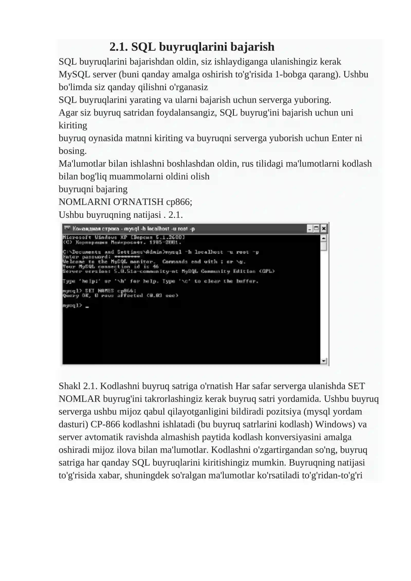 SQL bilan ma'lumotlar bazasini boshqarish 2