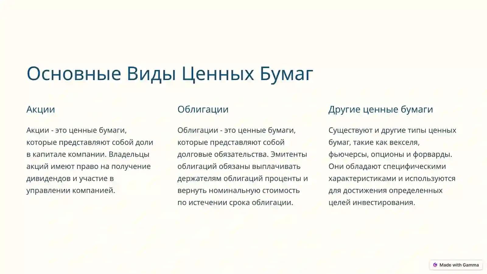 Основные Виды Ценных Бумаг 2