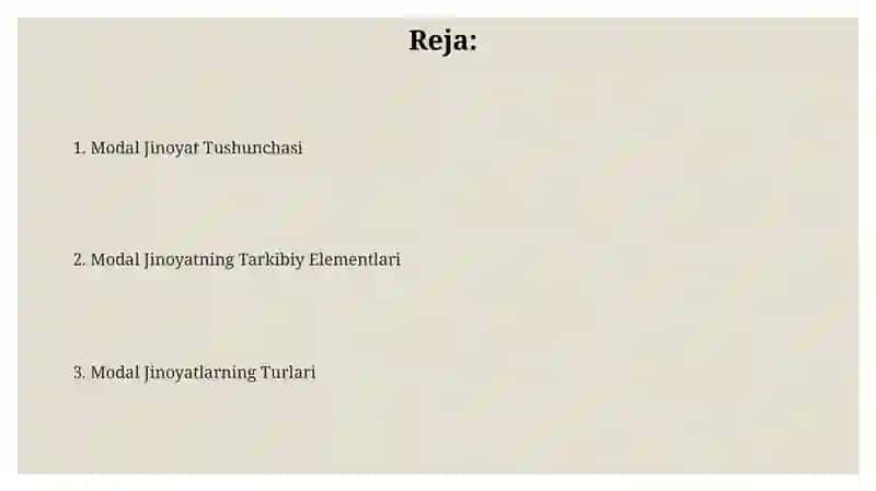 Modal Jinoyat Tushunchasi 2