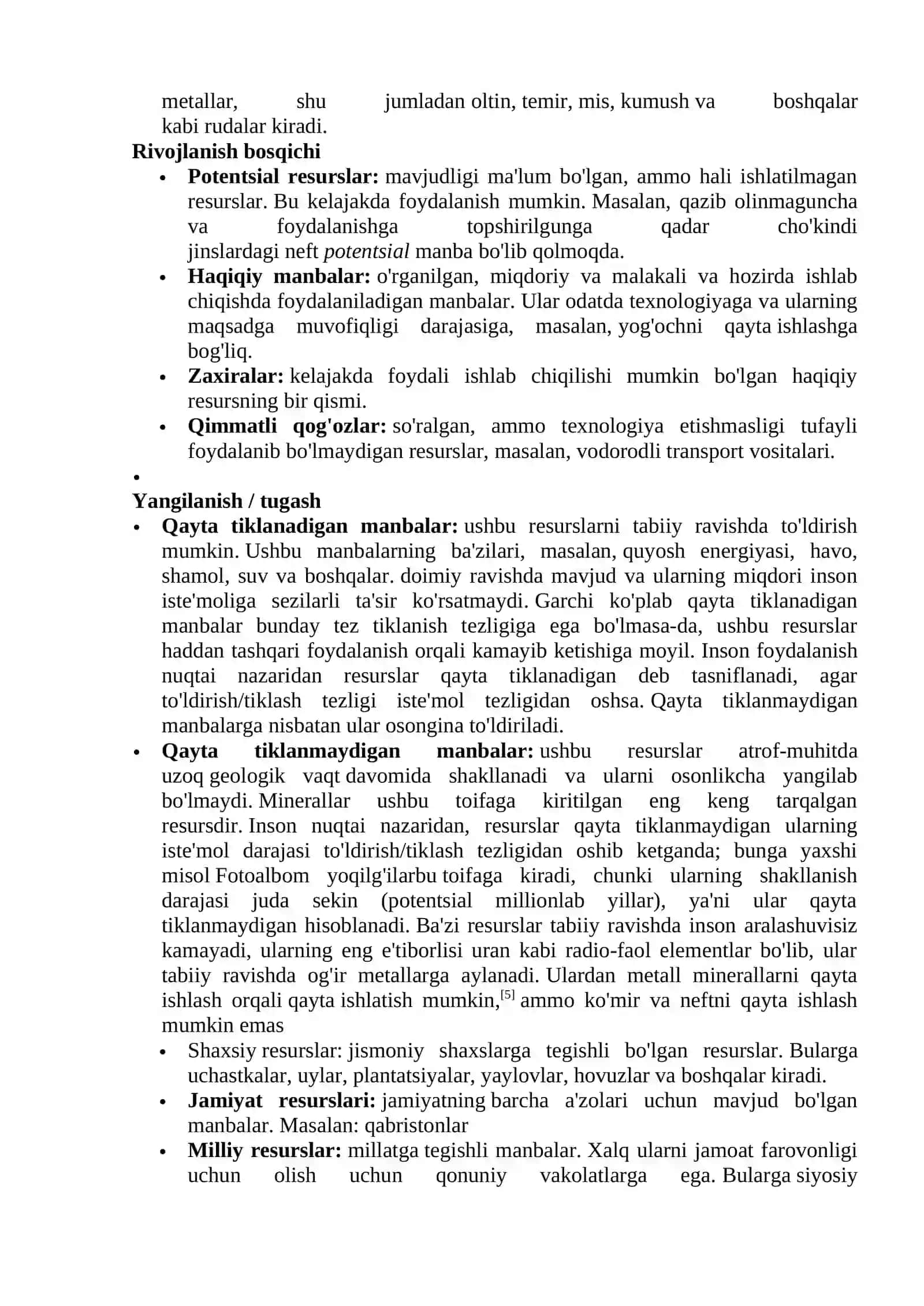 Tabiiy resurslar tasnifi 2