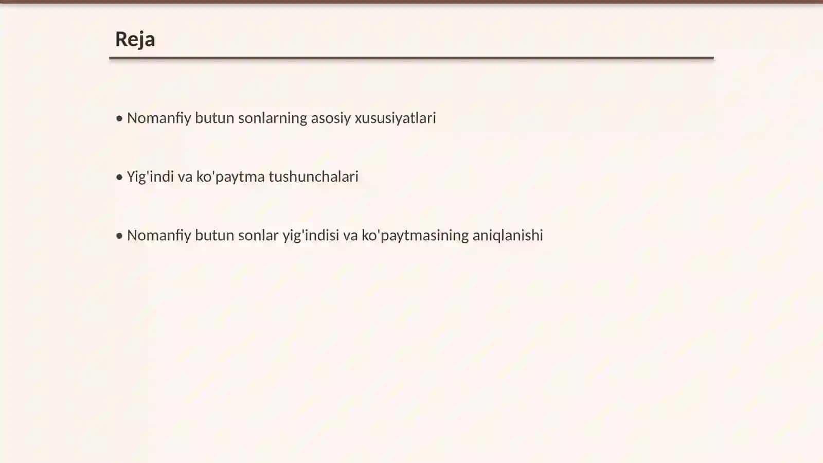 Nomanfiy butun sonlar yigindisi va kopaytmasi 2