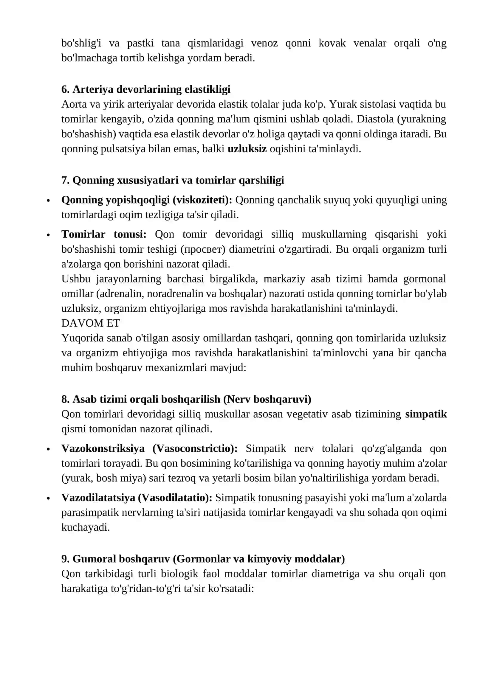 QONNING TOMIRLAR BO`YLAB HARAKATLANISHIGA YORDAM BERUVCHI OMILLAR 2