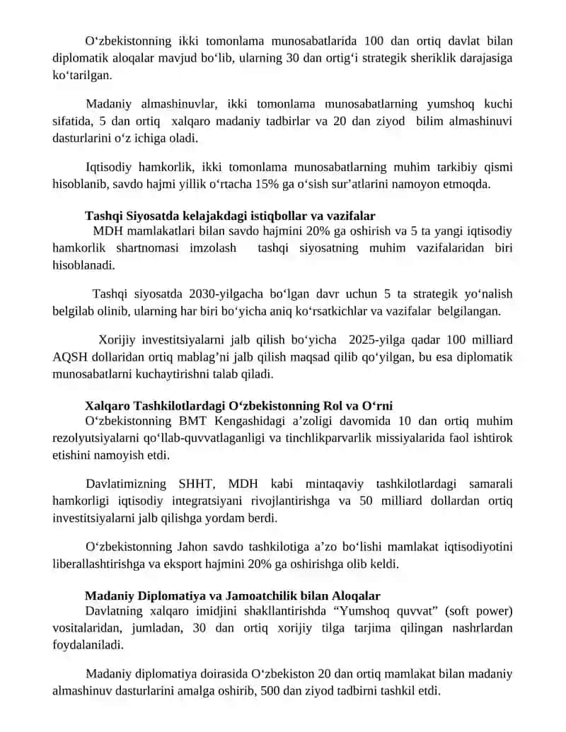 Ozbekiston va jahon rasmiy diplomatik uslub va uning xususiyatyari 2