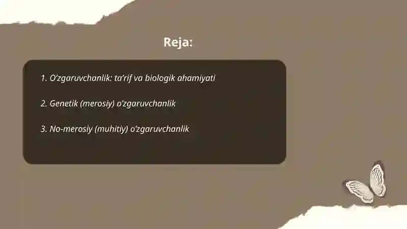 O’zgaruvchanlik va uning xillari 2