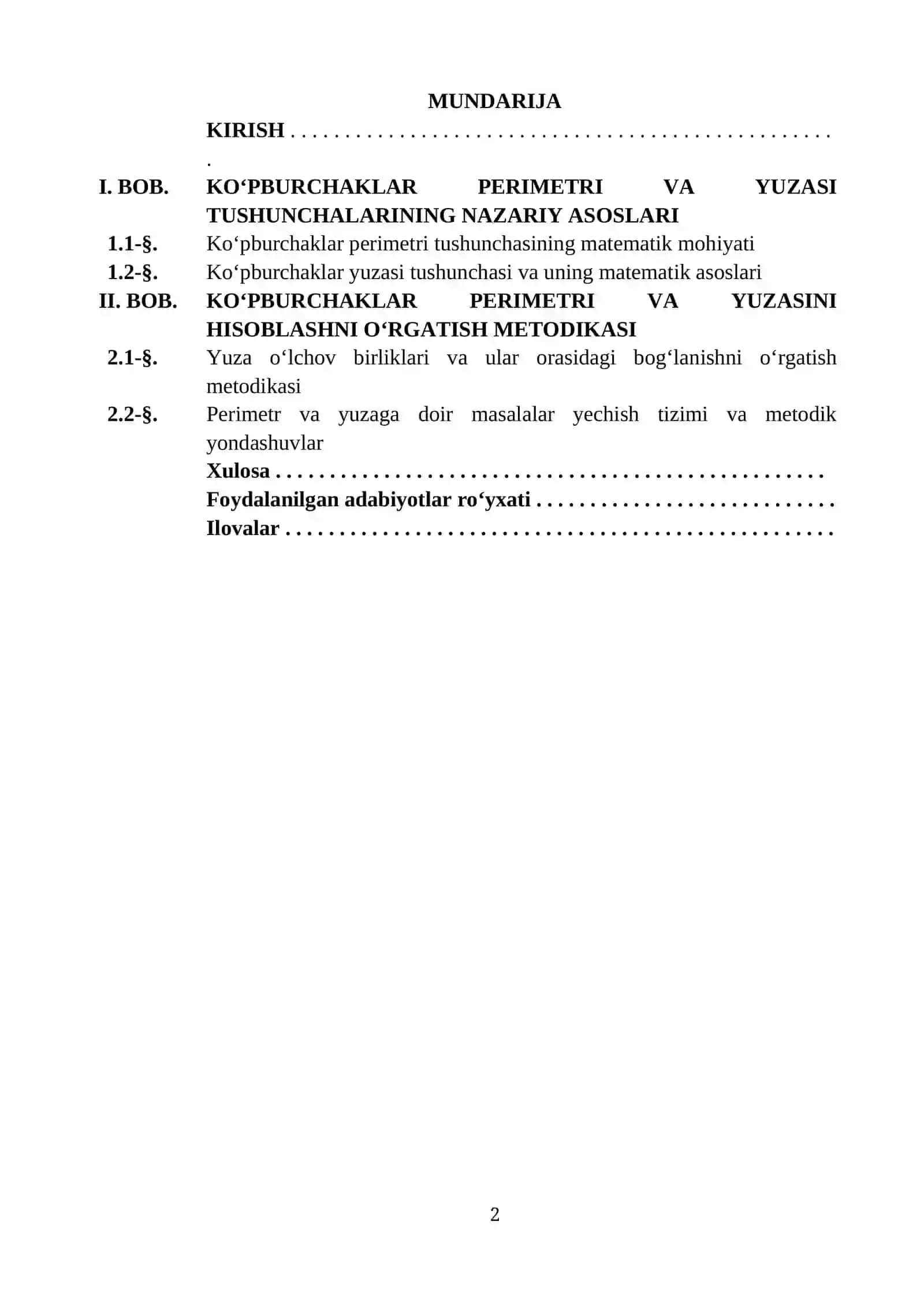KO‘PBURCHAKLAR PERIMETRI HAMDA YUZASINI HISOBLASH, YUZA O‘LCHOV BIRLIKLARI VA ULAR ORASIDAGI BOG‘LANISHGA DOIR MASALALAR YECHISH 2