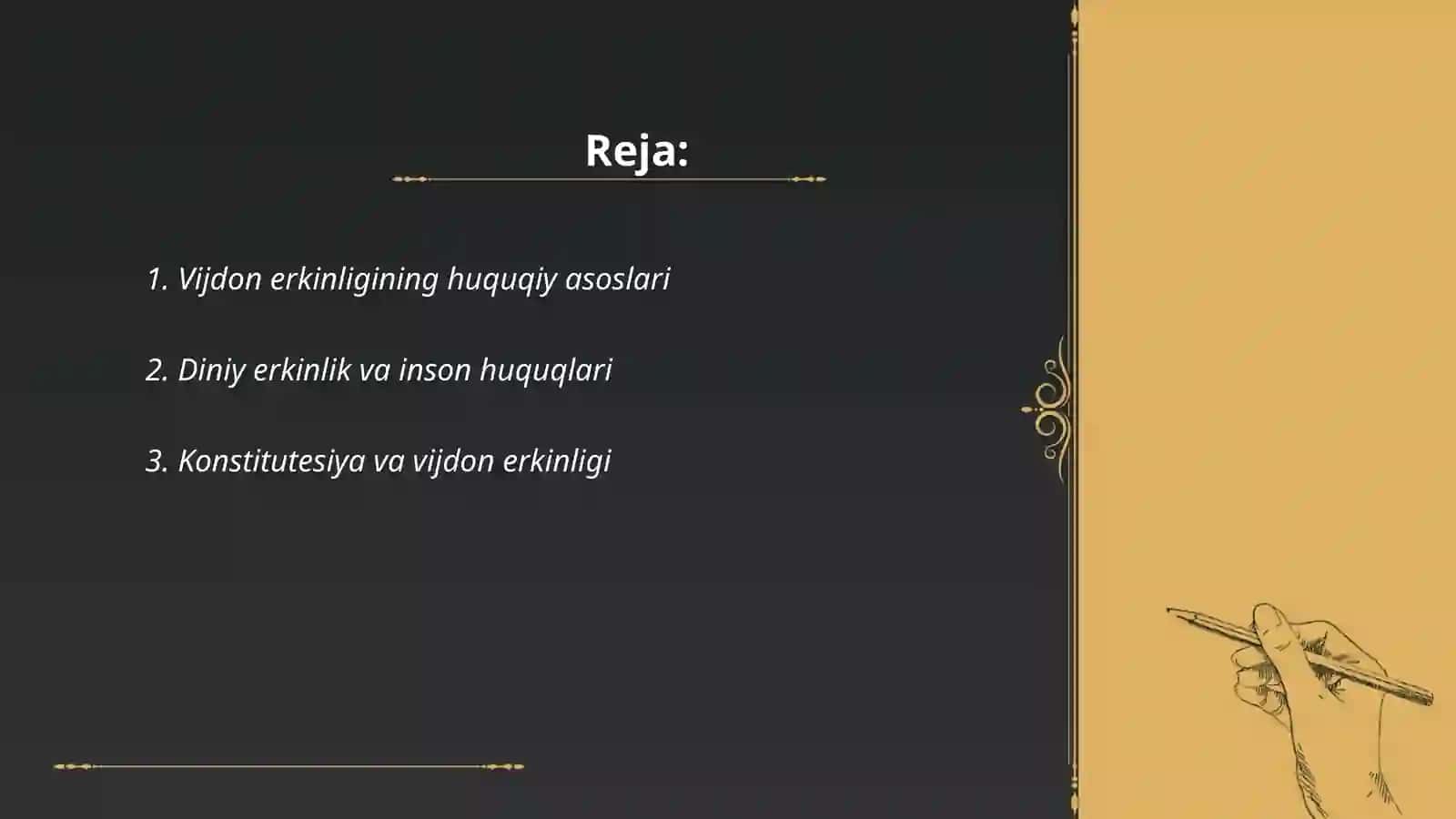 Vijdon va etiqod erkinligi tarifi 2