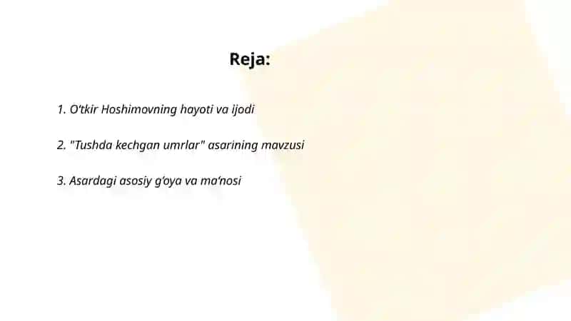 Tushda kechgan umrlar 2