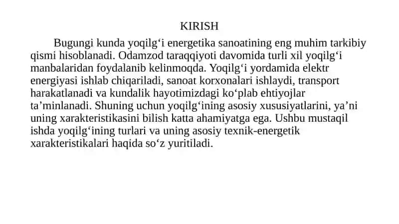 Yo’qilg’ining asosiy xarateristikasi 2