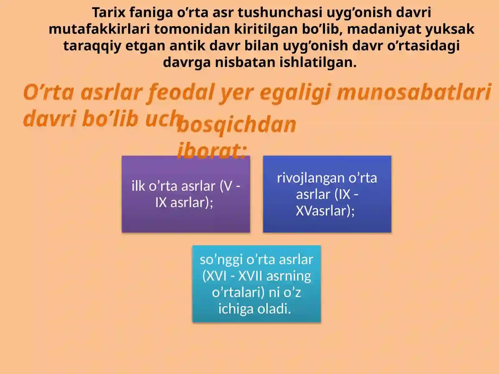 Tarix faniga o'rta asr tushunchasi 2