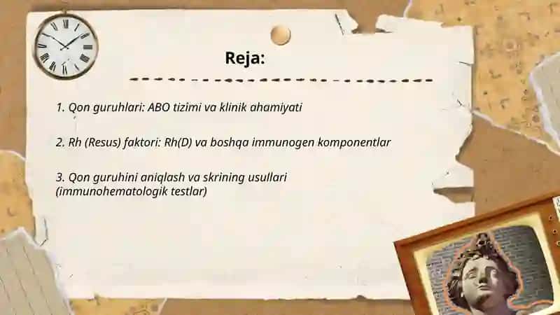 Qon guruhlari va ularning resuz faktorlari qon quyish tartibi qoidalari va asoratlari 2