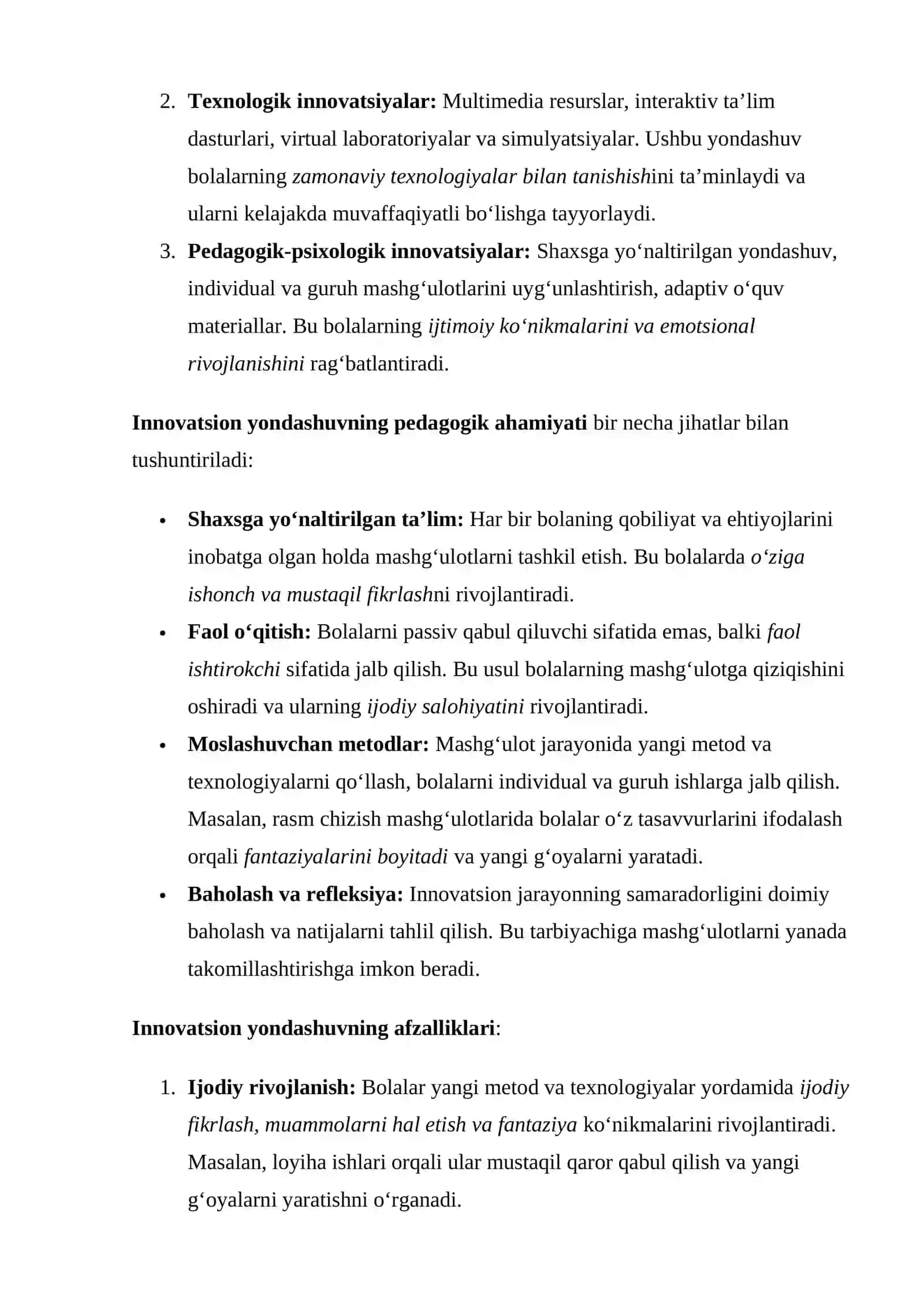 Mashg‘ulotga tarbiyachining innovatsion yondashuvi 2