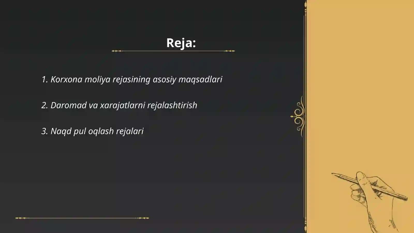 Korxona moliya rejasi 2