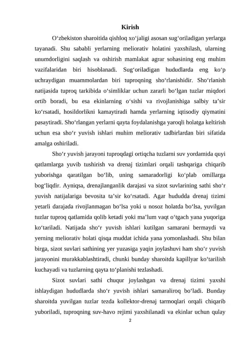 Sho'rlangan yerlarni yuvish samaradorligini oshirish 2