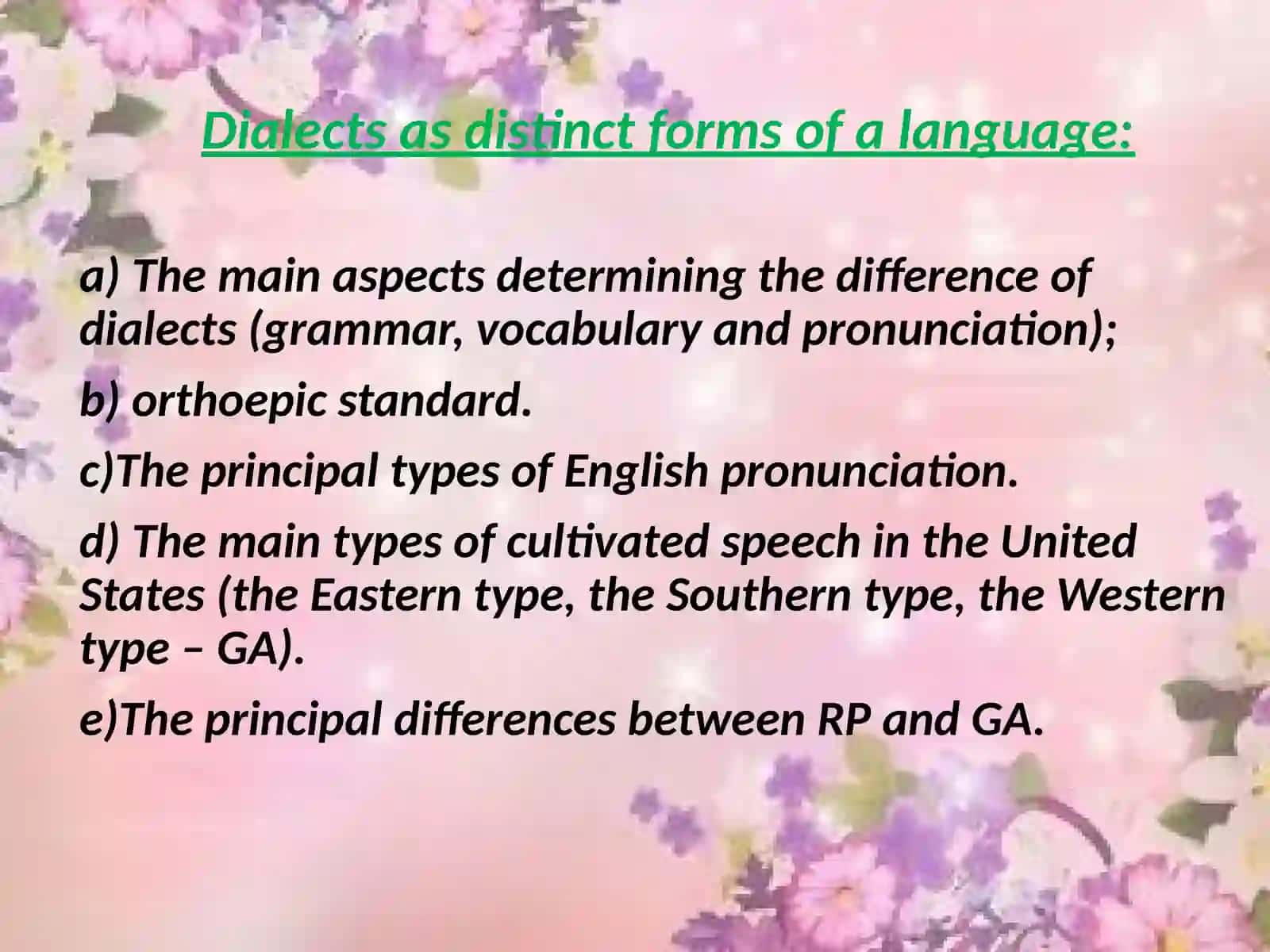 The principal types of English pronunciation 2